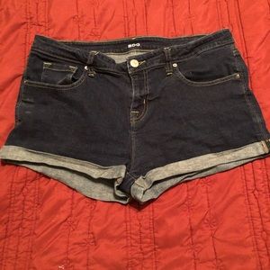 Dark wash denim shorts